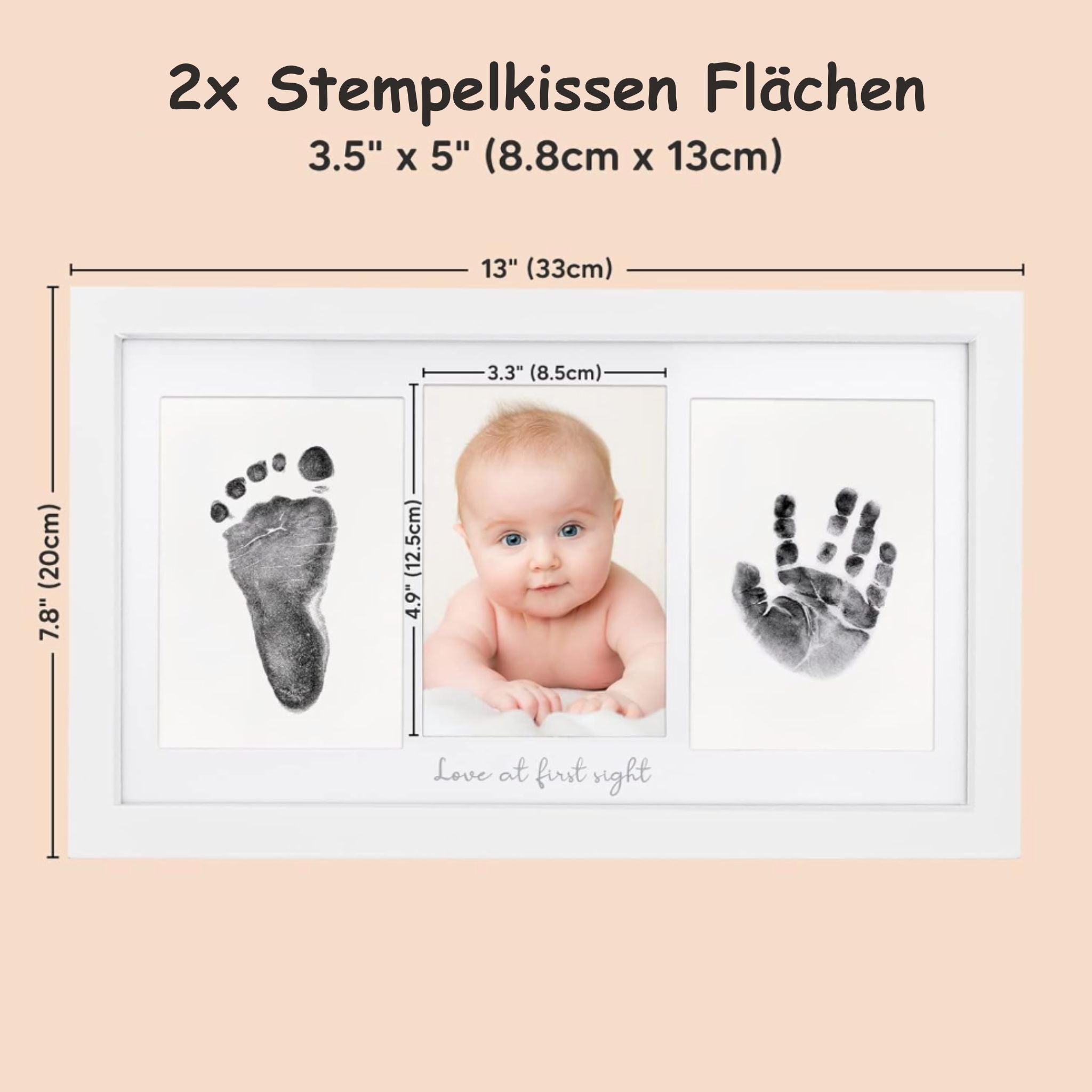 Baby Hand- und Fußabdruck Tintenkissenset mit Rahmen