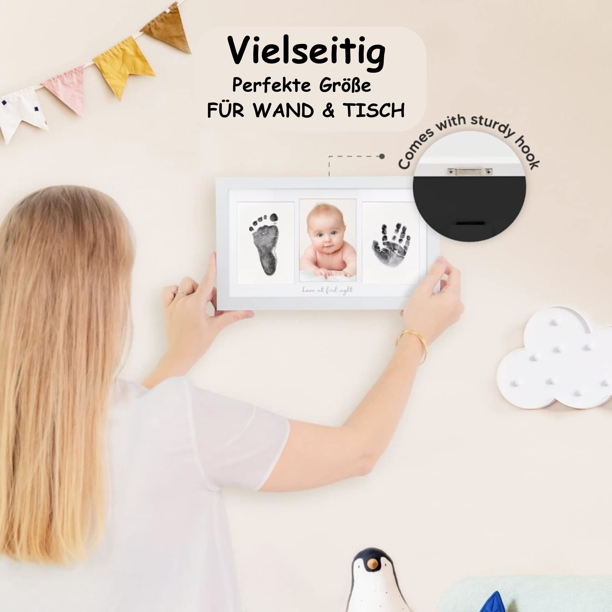 Baby Hand- und Fußabdruck Tintenkissenset mit Rahmen