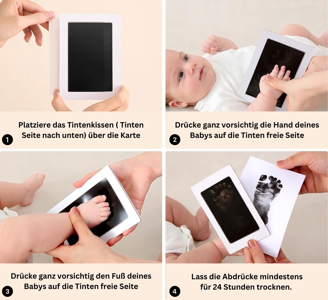 Baby Hand- und Fußabdruck Tintenkissenset mit Rahmen
