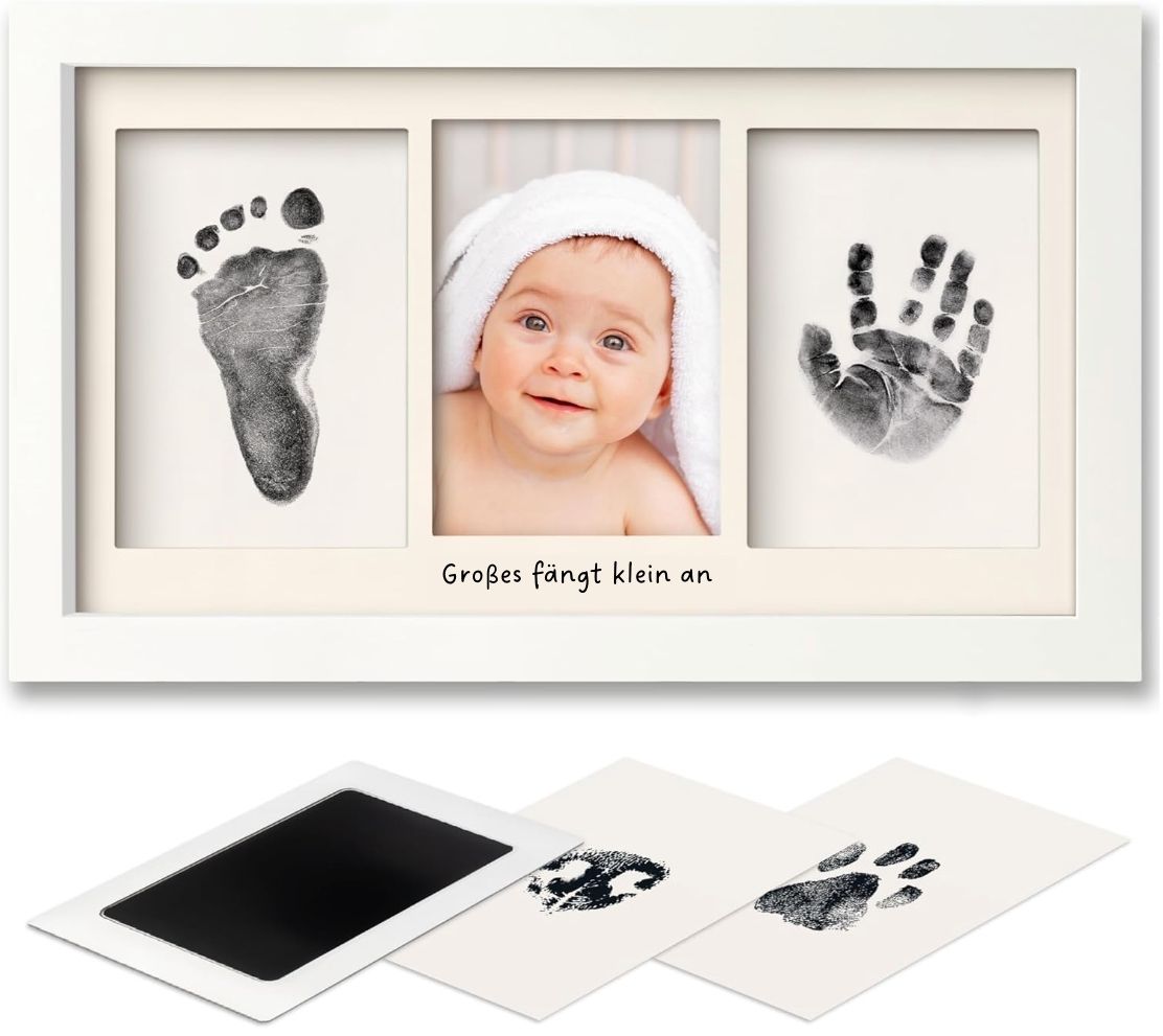 Baby Hand- und Fußabdruck Tintenkissenset mit Rahmen
