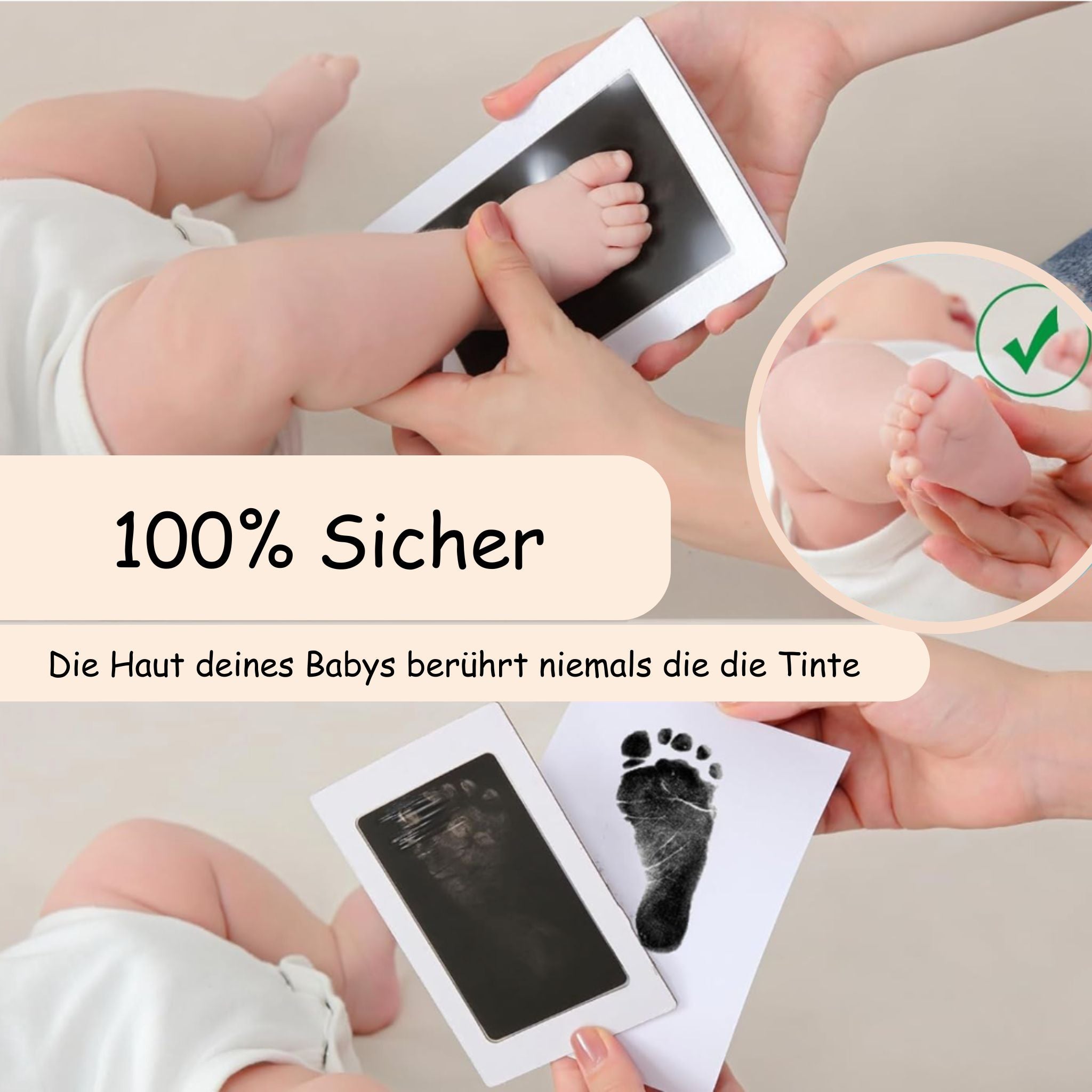 Baby Hand- und Fußabdruck Tintenkissenset mit Rahmen